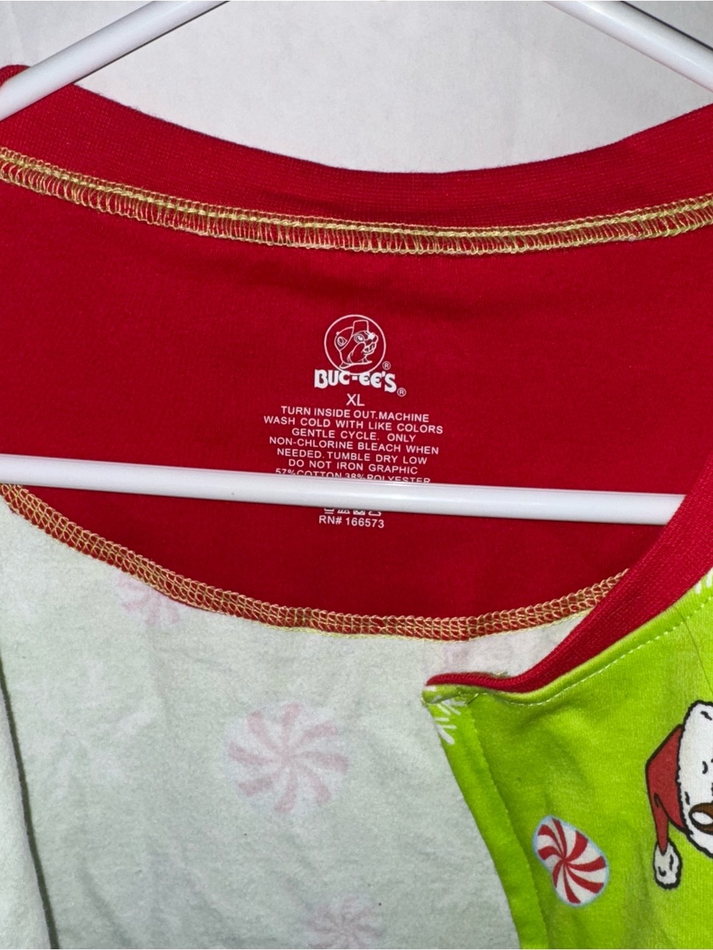 Women's Holiday Pajama Onesie - Green Peppermint & Santa Print - Picture 4 of 4